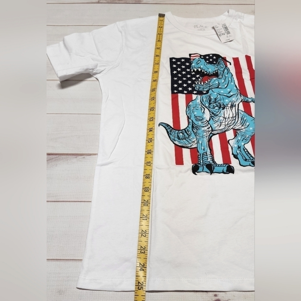 The Children's Place Americana Dino Graphic Tee  XL (14) - New With Tags - Picture 5 of 6